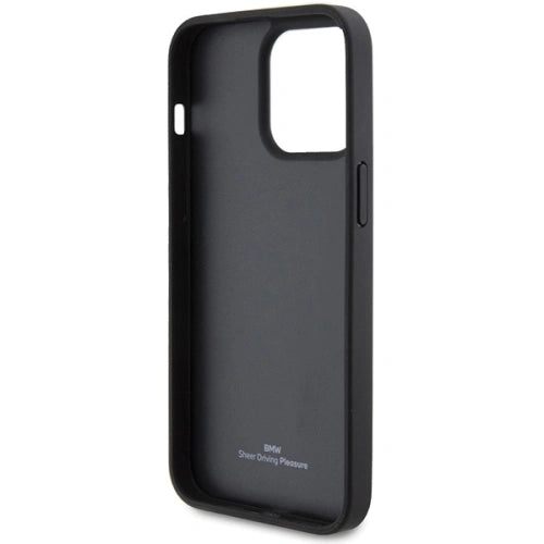 BMW Leather Case, Diamond Pattern, Slim Fit, Shockproof for iPhone 15 Pro Max | كفر بي ام دبليو جلدي بنقشة ماسية لهاتف ايفون 15 برو ماكس, تصميم نحيف مقاوم للصدمات