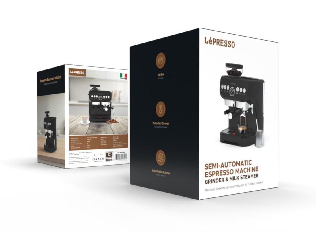 ماكينة تحضير القهوة ليبريسو مع مطحنة حبوب مدمجة - اسود | Lepresso Espresso Coffee Maker With Bean Grinder - Black