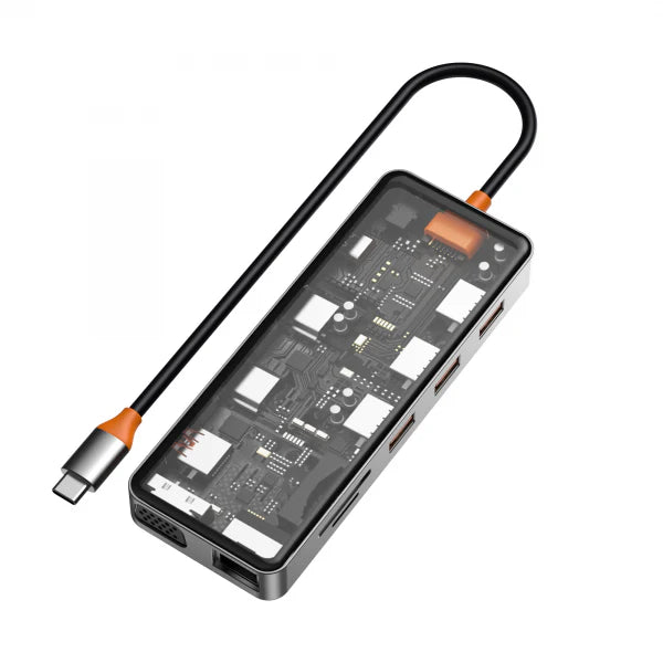 WiWU New Cyber 12 in 1 Type C Hub Docking Station - محطة وصل متعدد الوظائف 12 في 1 تايب سي من ويوو