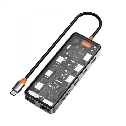 WiWU New Cyber 12 in 1 Type C Hub Docking Station - محطة وصل متعدد الوظائف 12 في 1 تايب سي من ويوو