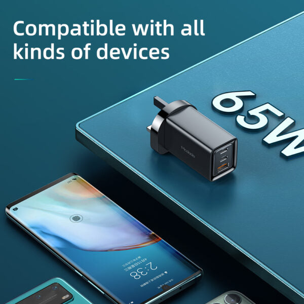 MCDODO GaN 5 Mini 65W Fast Charger with Type-C to Type-C cable set  - شاحن جداري سريع الشحن بقدرة 65واط مع كيبل تايب سي من مكدودو