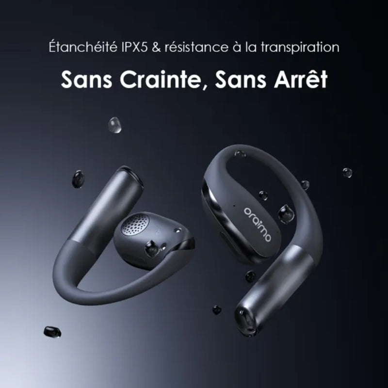 Oraimo TWS OPN-675 GRAPHITE GREY AFR - سماعات أورايمو أوبن آرك اللاسلكية بصوت محيطي وبطارية طويلة