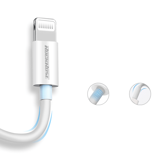 RockRose Zeta USB to Lightning Cable Fast Charging 2.4A 1m - كابل روك روز زيتا  يو اس بي إلى لايتننع – شحن سريع  1 متر –