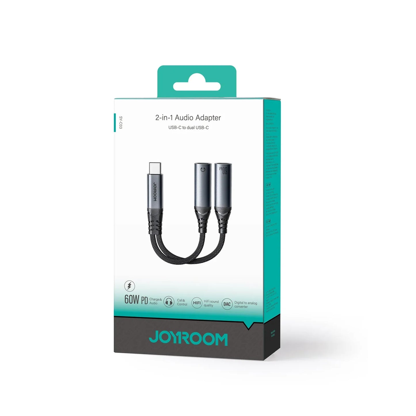 محول صوت جويرووم 2 في 1 من تايب سي إلى تايب سي المزدوج | JOYROOM 2 in 1 Audio Adapter Type C to Dual Type C