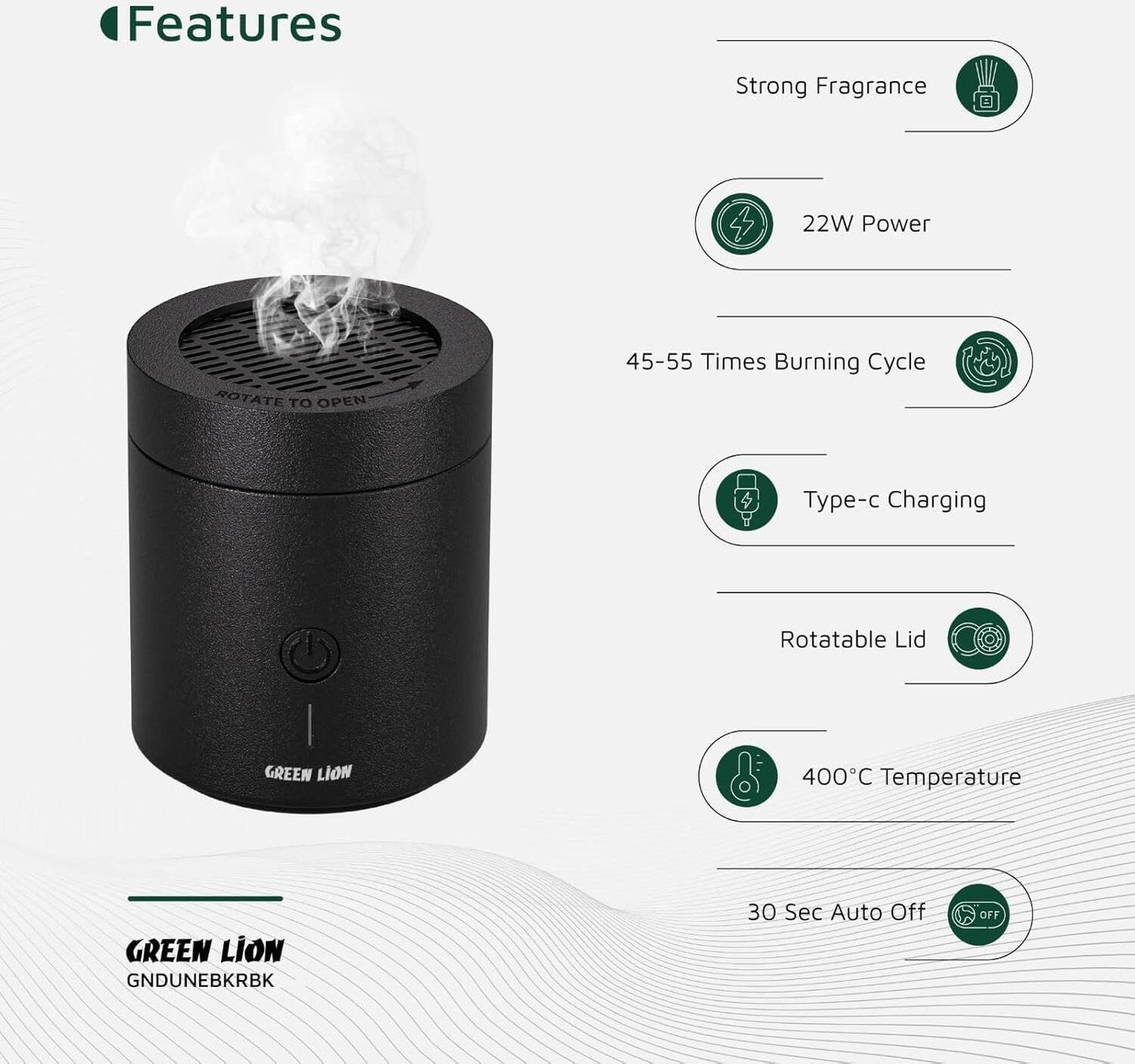 موقد البخور جرين لايون دون - اسود | Green Lion Dune Bakhour Incense Burner - Black