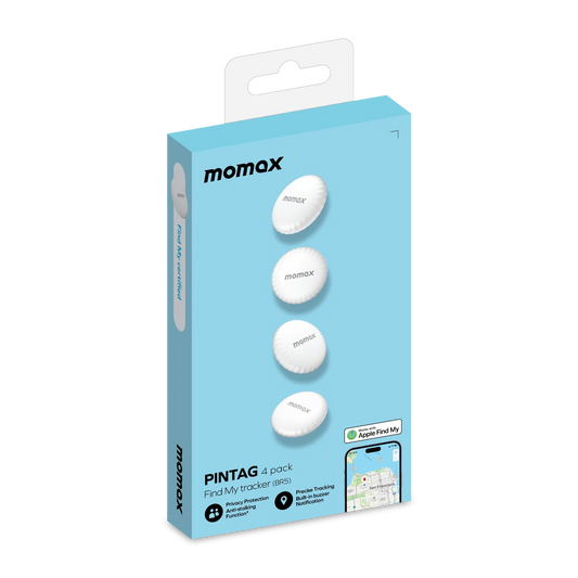 Momax PinTag Find My Tracker (4-Pack - White)  - متعقب موماكس بن تاج فايند ماي تراكر, (حزمة من 4 قطع, ابيض)
