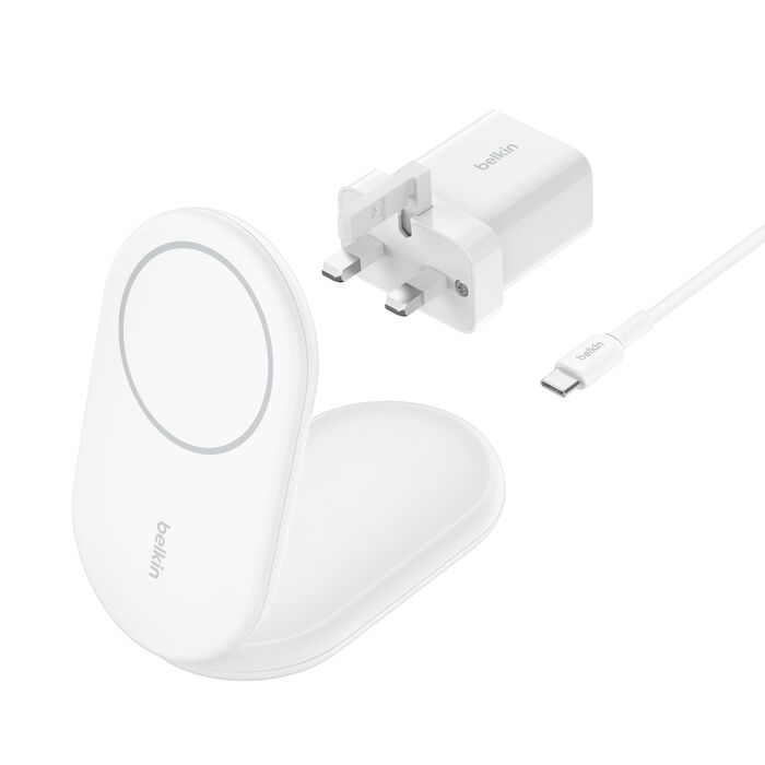 شاحن بيلكن اللاسلكي القابل للطي شحن سريع بقوة 15 واط  مع تقنيةQ2i -Belkin BoostCharge Magnetic Foldable Wireless Charger with Qi2 15W