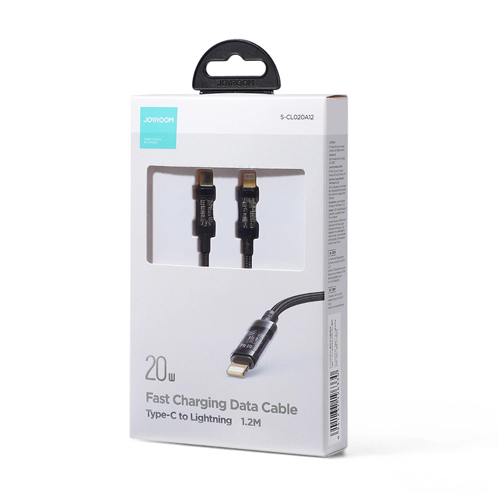 كيبل جويرووم يو اس بي سي الى لايتننغ بقدرة شحن 20 واط وطول 1.2 متر - اسود | JOYROOM S-CL020A12 Lightning To USB-C PD Cable 20W 1.2m – Black
