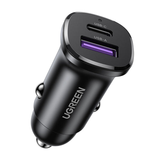 UGREEN 30W USB-C Car Charger Black Fast Charging - شاحن سيارة يوجرين 30 واط USB-C أسود شحن سريع