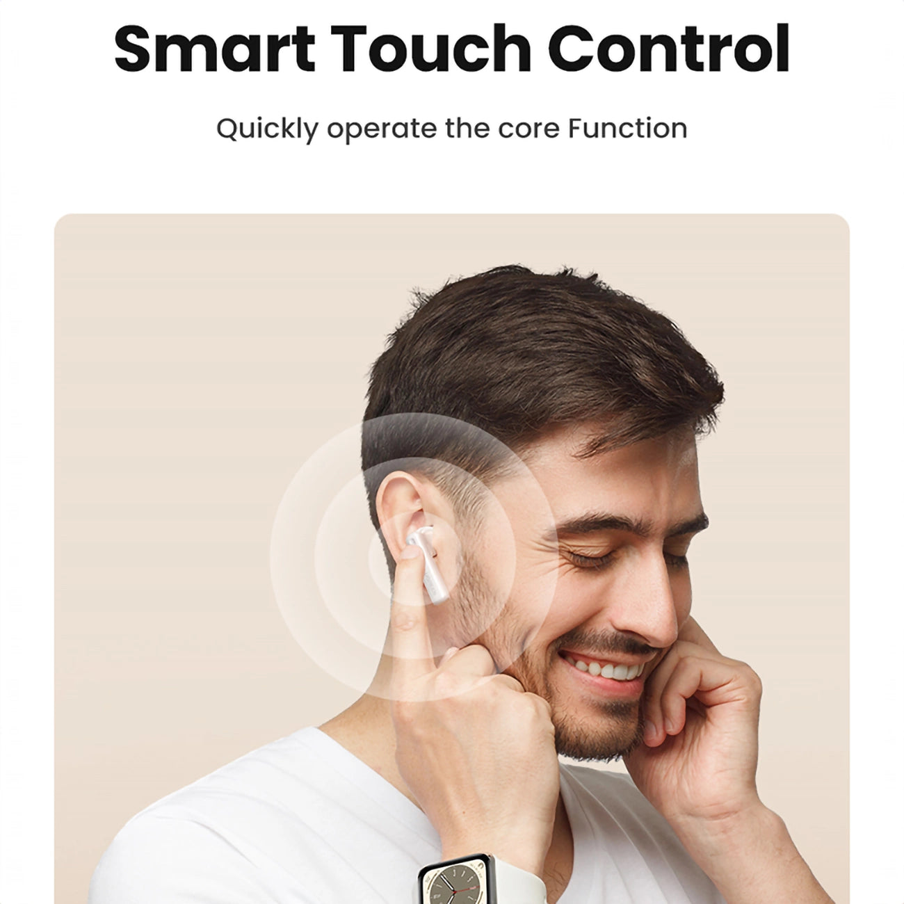 UGREEN Bluetooth V5.3 HiTune T6 Hybrid Active Noise Canceling Earbuds 30H Battery 48dB White - سماعات يوجرين هاي تيون T6 بلوتوث 5.3 إلغاء ضوضاء نشط 30 ساعة بيضاء