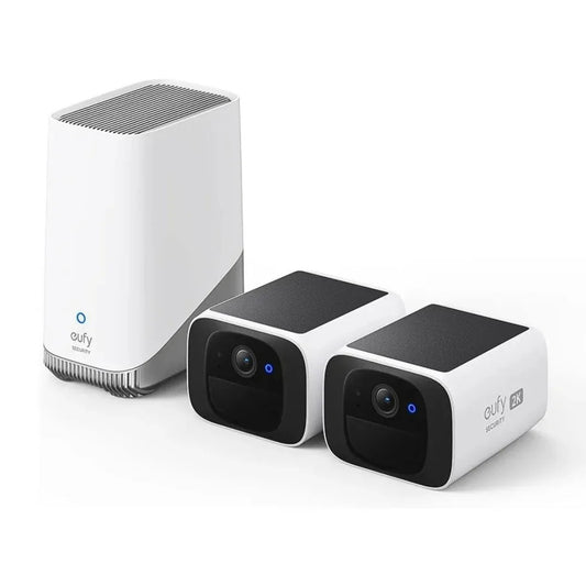 Anker Eufy S220 SoloCam 2-Pack + HomeBase 3, Solar Powered Security Cameras | طقم كامرتين انكر يوفي سولو كام S220 مع هوم بيس, تشغيل بالطاقة الشمسية