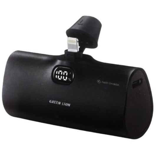 باور بانك جرين لايون ديجيتال بوكيت بسعة 5000 مللي امبير وبقدرة شحن 20 واط, منفذ لايتننغ - اسود | Green Lion Digital Pocket Power Bank 5000mAh PD 20W with Lightning Connector - Black