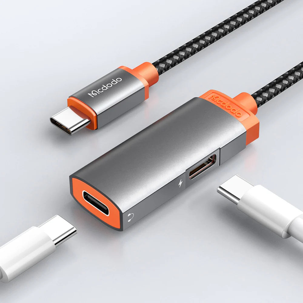 Mcdodo Type C to Dual Type C Converter Oryx Series - محول الصوت مكدودو من النوع سي إلى شحن المكالمات من النوع المزدوج بقدرة 60 وات