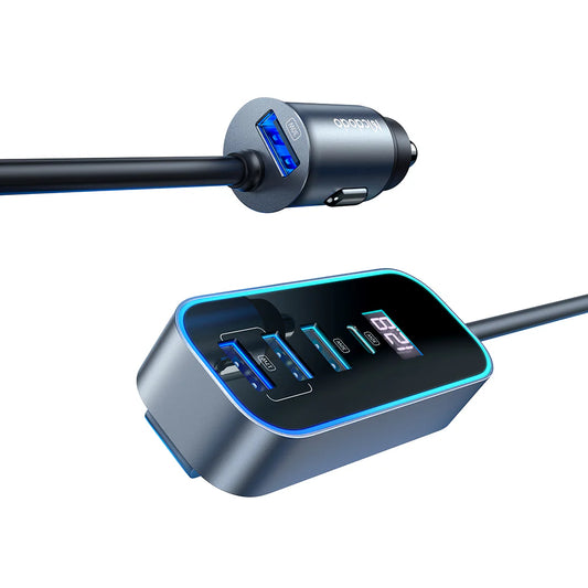Mcdodo 107W 4-Port USB & Type C Car Charger with Digital Display -  شاشة سيارة بأربع منافذ يو اس بي وتايب سي بقدرة 107واط من مكدودو