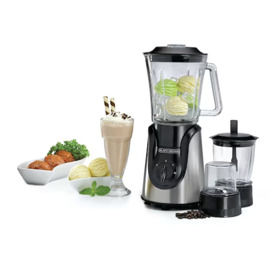 Black+Decker Blender with grinder and chopper 600 watts - خلاط بلاك أند ديكر 600 واط مع مطحنة وقطاعة متعددة الوظائف