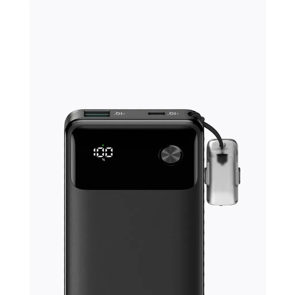 باور بانك أنكر بسعة 10,000 مللي أمبير بقدرة 22.5 واط مع كابل USB-C - اسود | Anker 10K 22.5W USB-C Power Bank Fast Charging - Black