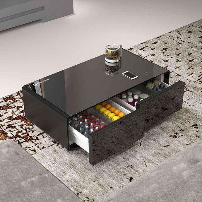 Powerology Coffee Table Fridge Powerful 40W Speakers 135L - طاولة تبريد ذكية باورولوجي 135 لتر مع سماعات وشحن لاسلكي