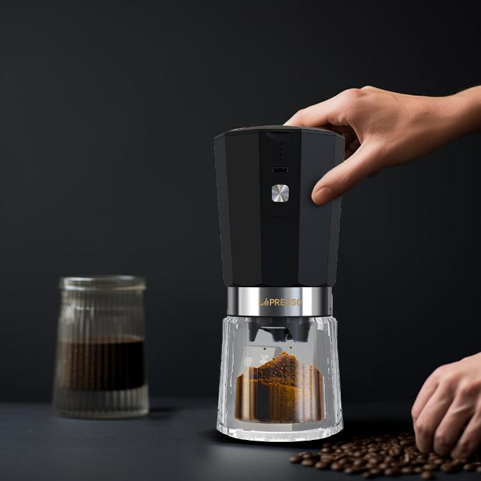 LePresso Cordless Electric Conical Burr Grinder 18W 800mAh - مطحنة قهوة كهربائية لاسلكية ليبريسو واط  بطارية 800ميلي أمبير
