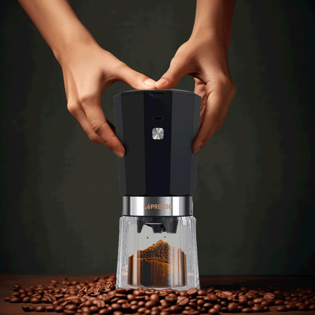 LePresso Cordless Electric Conical Burr Grinder 18W 800mAh - مطحنة قهوة كهربائية لاسلكية ليبريسو واط  بطارية 800ميلي أمبير