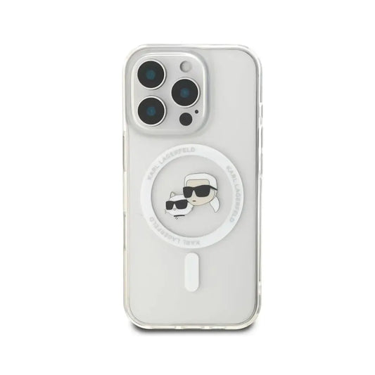 Karl Lagerfeld MagSafe IML Hard Case with Karl & Choupette Head for iPhone 16 Pro | كفر كارل لاغرفيلد صلب بتصميم رأس كارل وشوبيت, متوافق مع ماج سيف لهاتف ايفون 16 برو