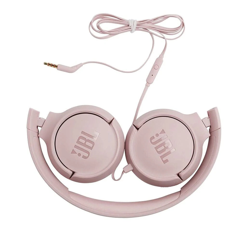 JBL T500 Wired On-Ear Headphones with Pure Bass Sound and Built-in Mic | سماعة جي بي ال T500 سلكية على الاذن بصوت بيس نقي وميكرفون مدمج