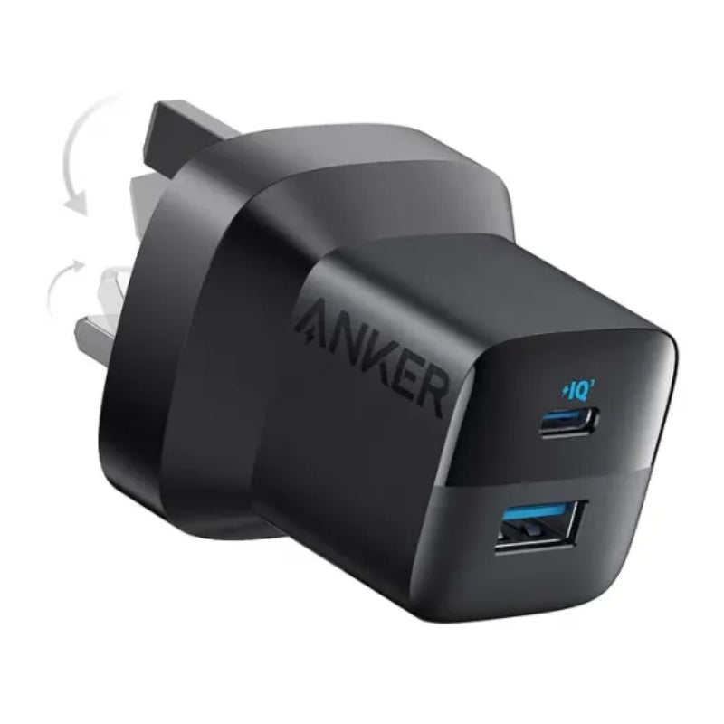 Anker 323 Charger 33W + USB-C to USB-C Cable (3ft) – Black - شاحن أنكر 323 بقوة 33 وات وكابل تايب سي إلى تايب سي بطول 3 أقدام