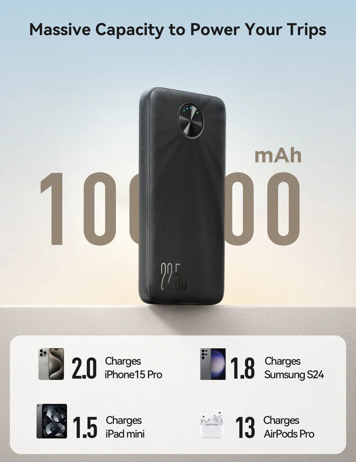 باور بانك جويرووم بسعة 10,000 مللي امبير وبقدرة شحن 22.5 واط - اسود | JOYROOM JR-PBF15 22.5W LED Fast Charging Power Bank 10000mAh – Black