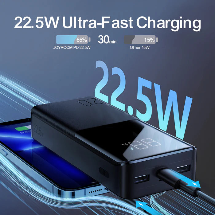 جويرووم باور بانك بسعة 20000 مللي امبير, شحن سريع بقدرة 22.5 واط - اسود | JOYROOM JR-QP192 22.5W Power Bank 20000mAh - Black