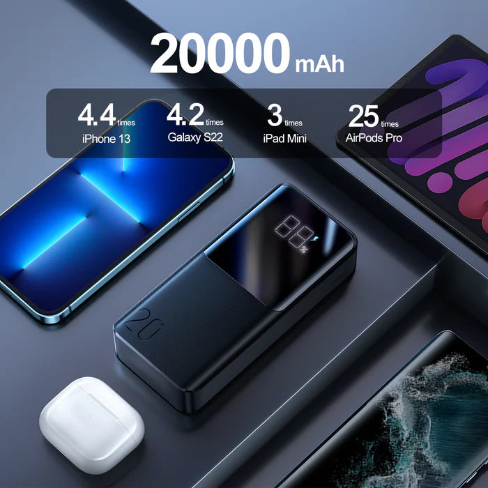 جويرووم باور بانك بسعة 20000 مللي امبير, شحن سريع بقدرة 22.5 واط - اسود | JOYROOM JR-QP192 22.5W Power Bank 20000mAh - Black
