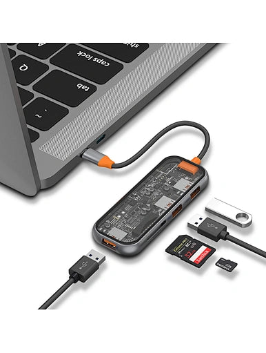WiWU New Cyber Multifunctional 5 in 1 Type C Hub Adapter - محول متعدد االوظائف 5 في 1 تايب سي من ويوو