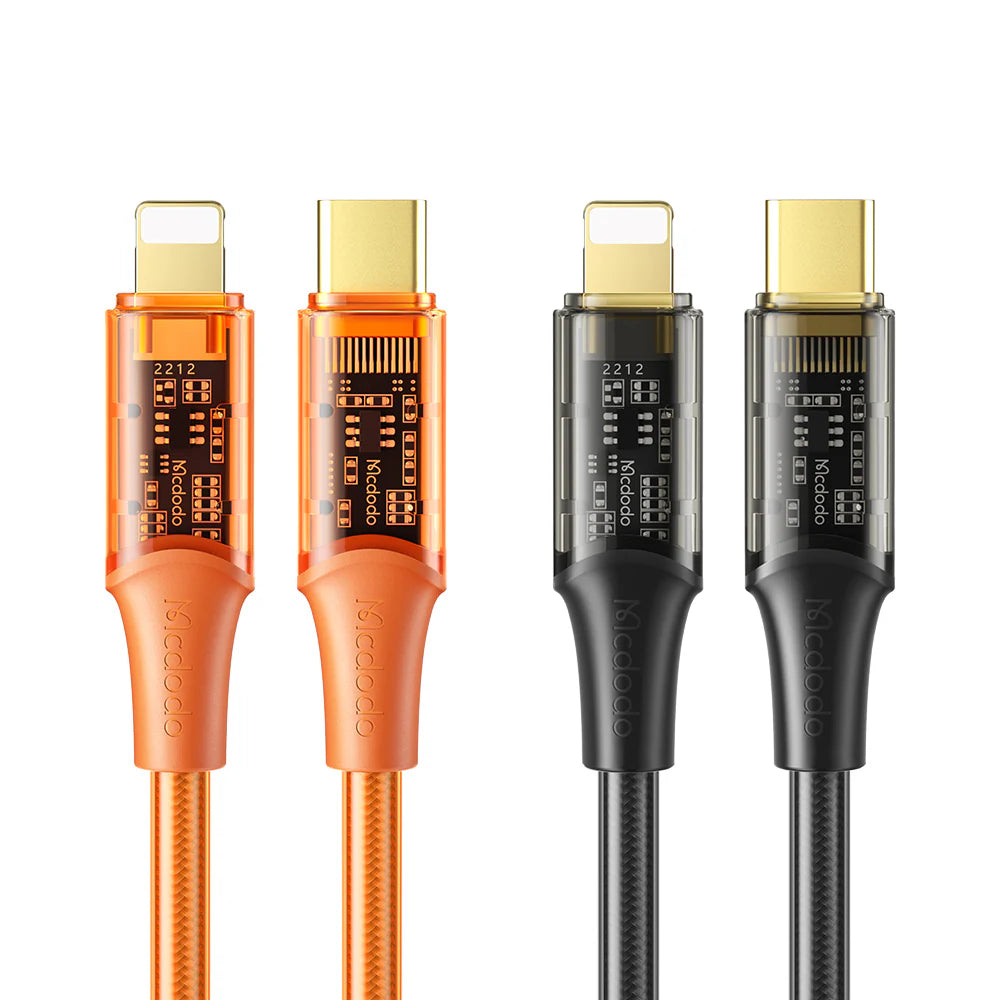 Mcdodo Type-C to Lightning 36W Transparent Data Cable  - مكدودو تايب سي إلى لايتننغ 36واط كابل بيانات شفاف