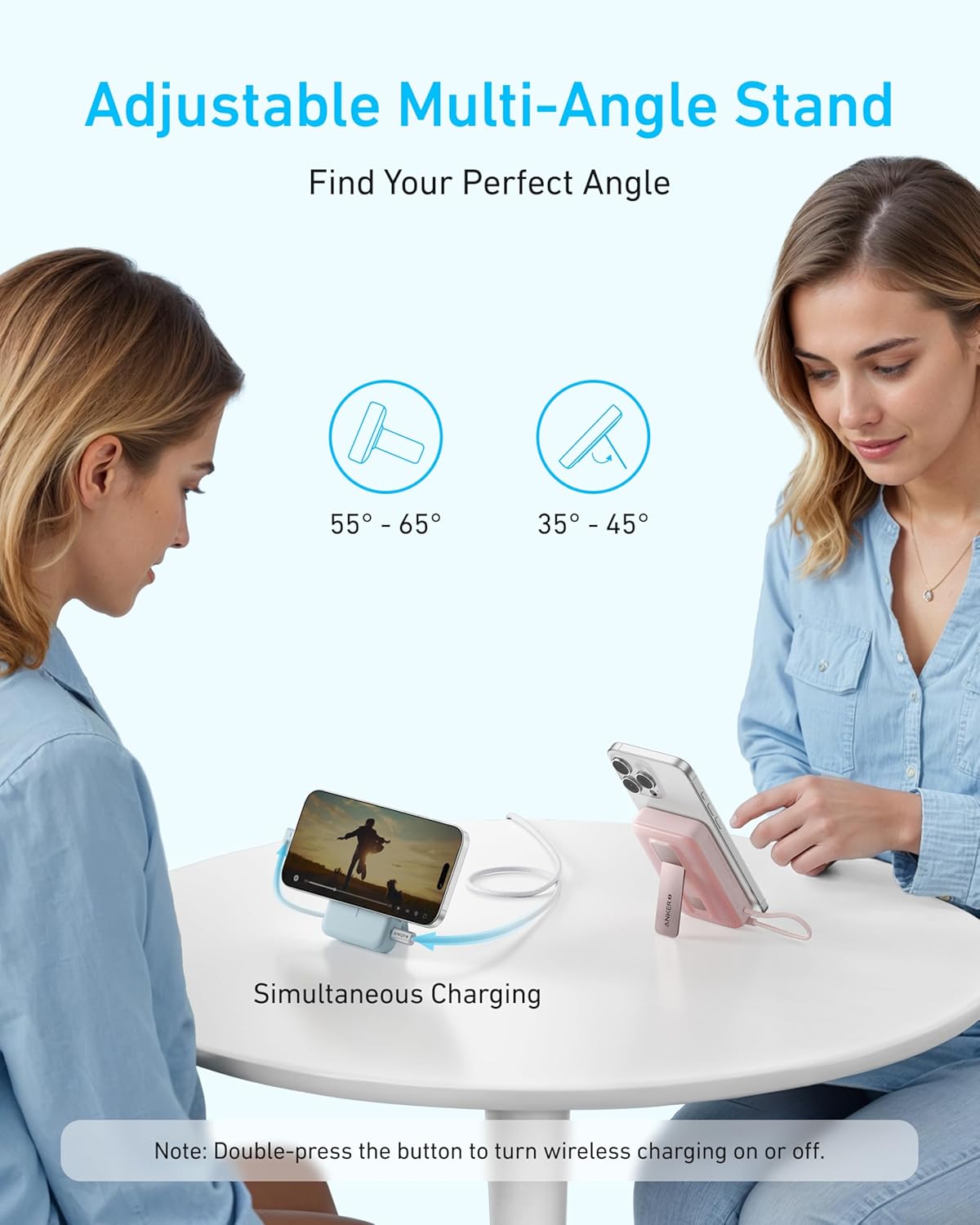 Anker Zolo 10K Magnetic Power Bank 30W w/ USB-C & Stand - باور بانك المغناطيسي من أنكر بسعة 10,000 مللي أمبير 30 واط مع كابل تايب سي مدمج وحامل
