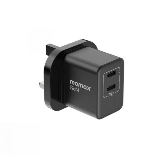 Momax Wall Charger Mini 35W 2-port USB-C GaN Technology - شاحن جداري ميني بقدرة 35واط ومنفذين يو اس بي سي من موماكس