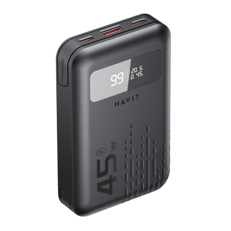 Havit PB5211 10200mAh Power Bank 45W  – Black -  باور بانك بسعة 10200ميلي أمبير وبقدرة 45 واط من هافيت