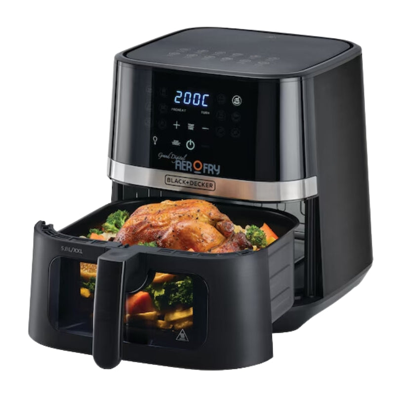 Black+Decker 12 in 1 Multifunction Grand Digital Aerofry AF5800-B5 -قلاية بلاك آند ديكر 12 في 1 الرقمية بسعة 5.8 لتر