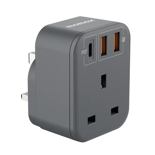 Momax ONEPLUG Extension Socket With USB Space - شاحن جداري بقوة 20 واط مع يو اس بي من موماكس