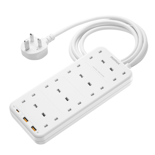 Momax ONEPLUG 8-Outlet Power Strip with USB Ports - مشترك كهربائي موماكس وان بلاج بـ8 منافذ طاقة ومنافذ USB