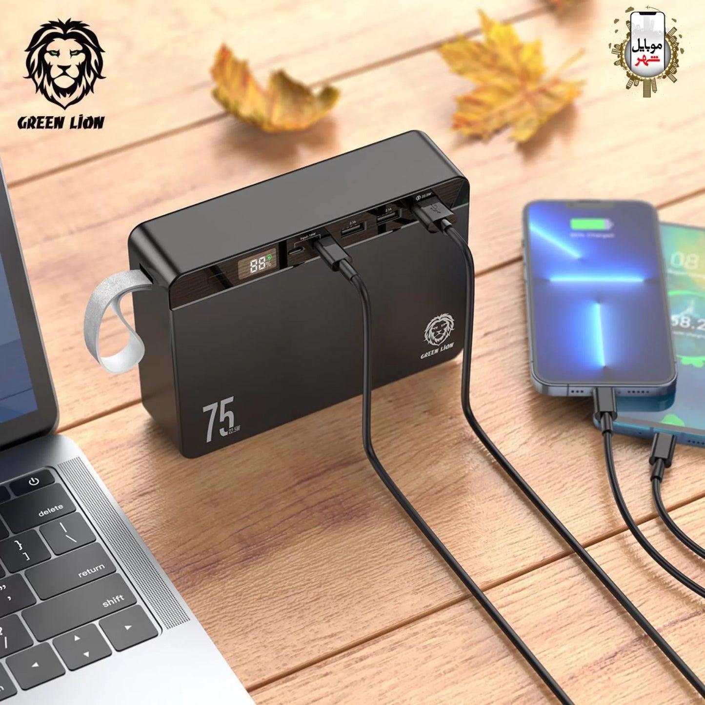 باور بانك جرين لايون Power Volt بسعة 75,000 مللي امبير | Green Lion Power Volt Mega Capacity Power Bank 75000mAh