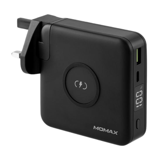 شاحن موماكس Q.Power Plug اللاسلكي المحمول مع مقابس حائط مدمجة | Momax Q.Power Plug, Wireless Portable PD Charger with Built-in Wall Plugs and USB-C