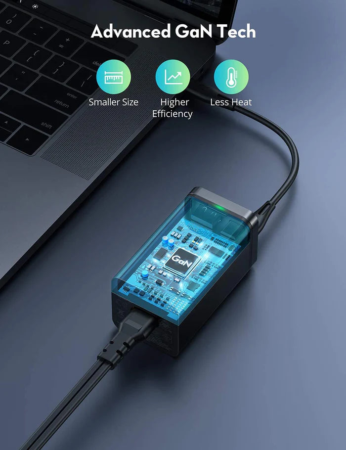 شاحن بقدرة 65 واط مع اربع منافذ 2 تايب سي 2 يو اس بي من راف باور - RAVPower 65W 4 Port GaN Tech USB C Desktop Charger