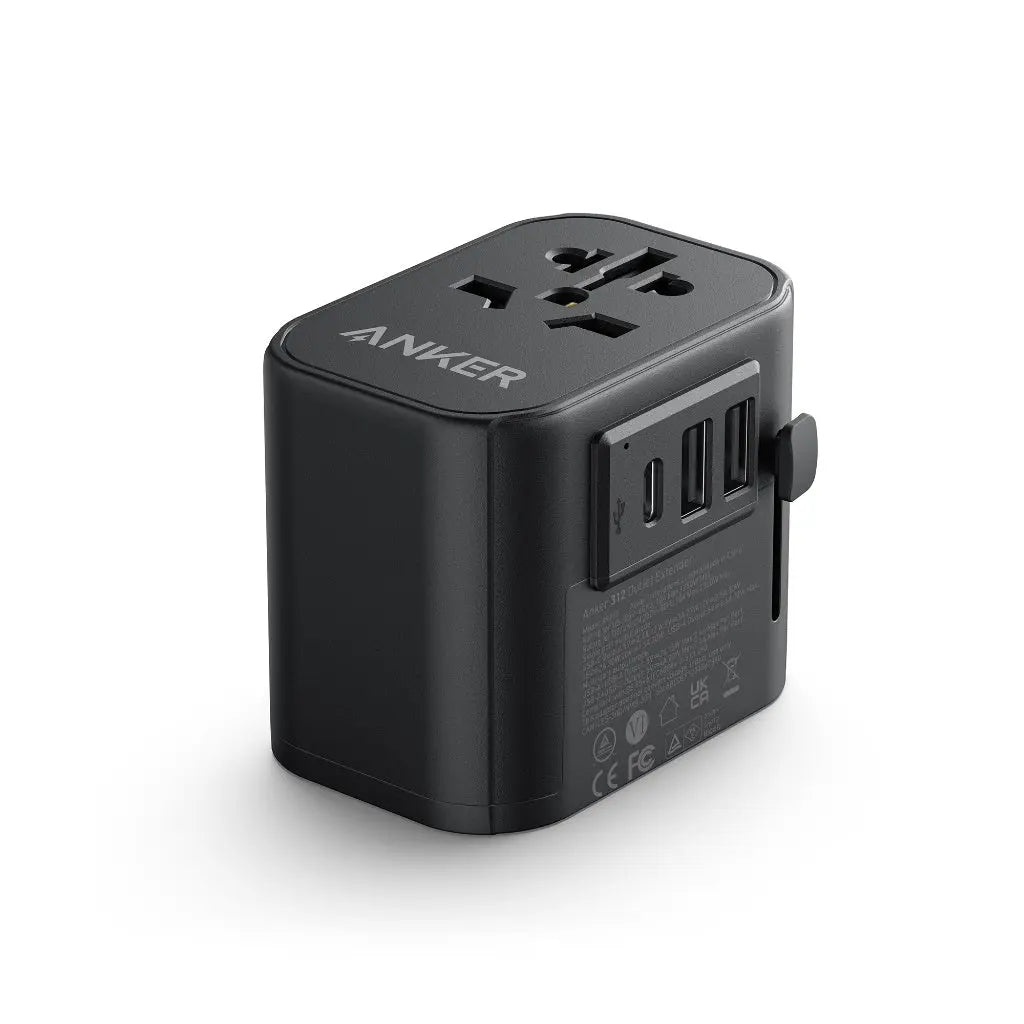 Anker PowerExtend Travel Adapter 30W with USB-C Charger | محول السفر انكر باور اكستند 4 في 1, شحن سريع 30 واط بمنفذ USB-C