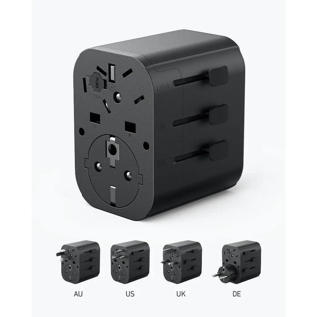 Anker PowerExtend Travel Adapter 30W with USB-C Charger | محول السفر انكر باور اكستند 4 في 1, شحن سريع 30 واط بمنفذ USB-C