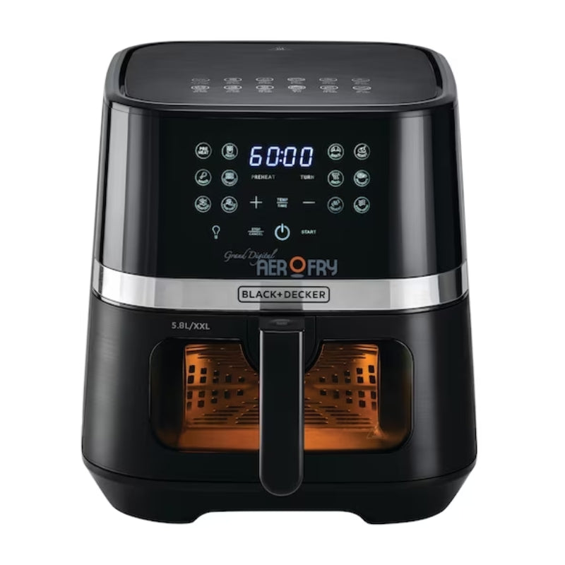 Black+Decker 12 in 1 Multifunction Grand Digital Aerofry AF5800-B5 -قلاية بلاك آند ديكر 12 في 1 الرقمية بسعة 5.8 لتر