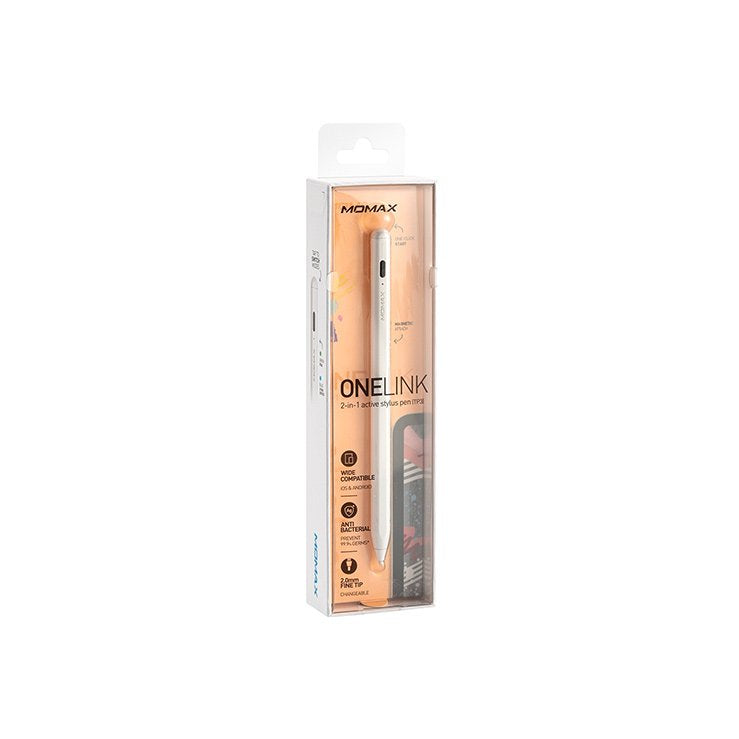 Momax OneLink Pen TP3W,  Smart Multi-System Active Stylus - قلم موماكس ون لنك TP3W الذكي, قلم الكتروني دقيق متعدد الانظمة للرسم والكتابة مع اتصال مغناطيسي