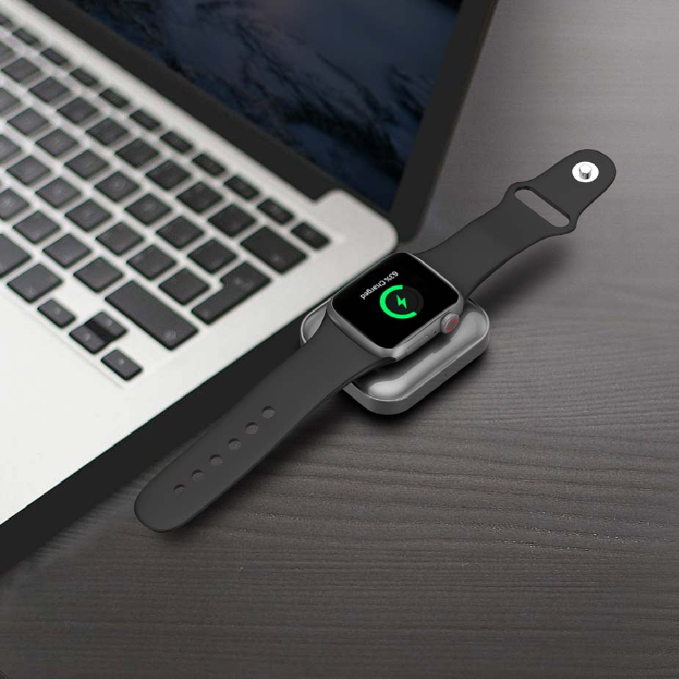 شاحن بورودو 2 في 1 لساعة ابل وسماعات Airpods مع مدخل تايب سي - رمادي | Porodo 2in1 Apple Watch and Airpod Charger with Type-C Connector – Grey