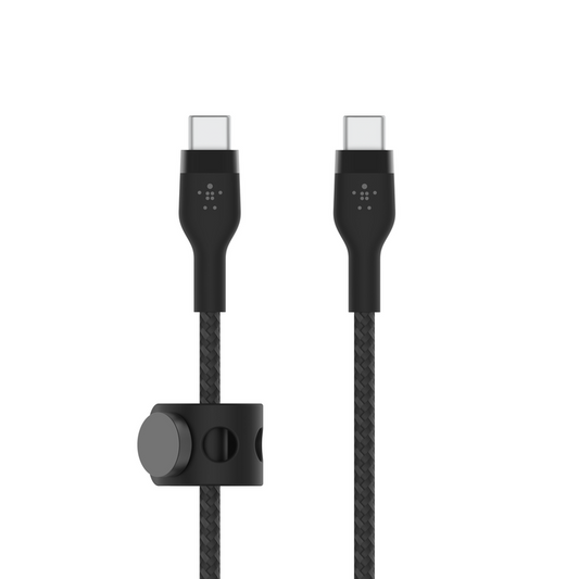 Belkin BoostCharge PRO Flex USB-C to USB-C Braided Silicone Cable, 1M - كابل بيلكن برو فلكس مضفر 1 متر تايب سي شحن سريع ومرن