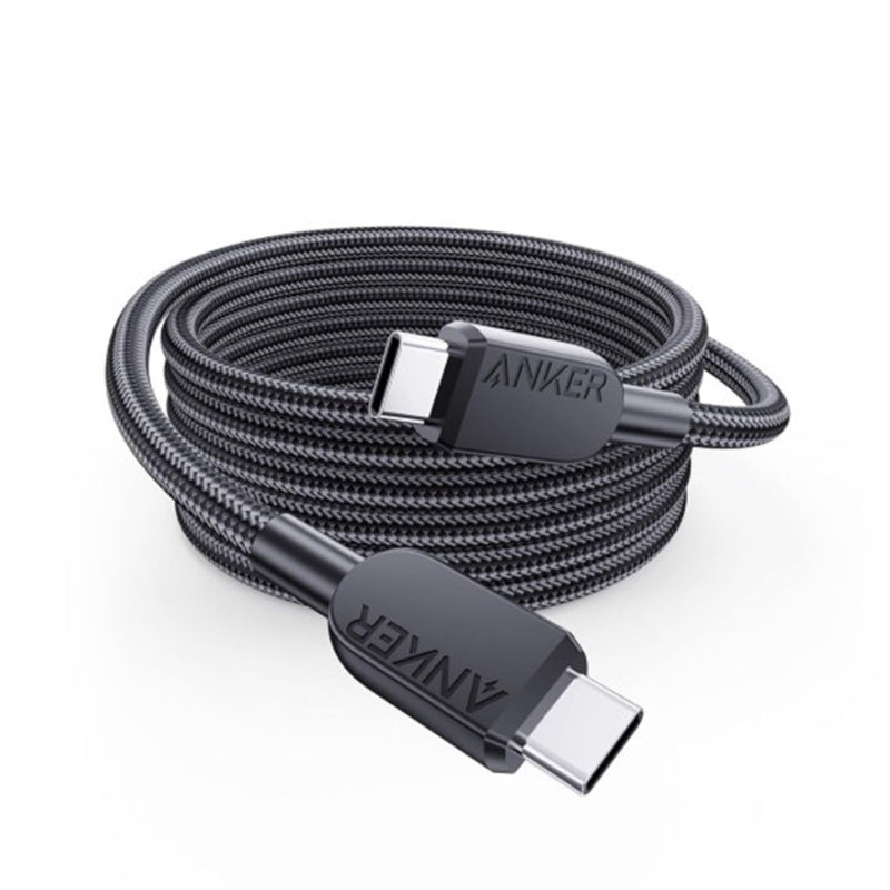 Anker USB-C to USB-C Cable 6ft, 240W Braided - كابل أنكر تايب سي إلى تايب سي بطول 6 أقدام وقوة 240 واط، مضفر.