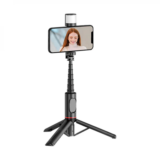 WIWU Sharp Film Selfie Stick - عصى سيلفي مع فلاش لايت امامي بالأضافة الى ريمونت تحكم يصل طول ذراع السيلفي الى 76سم