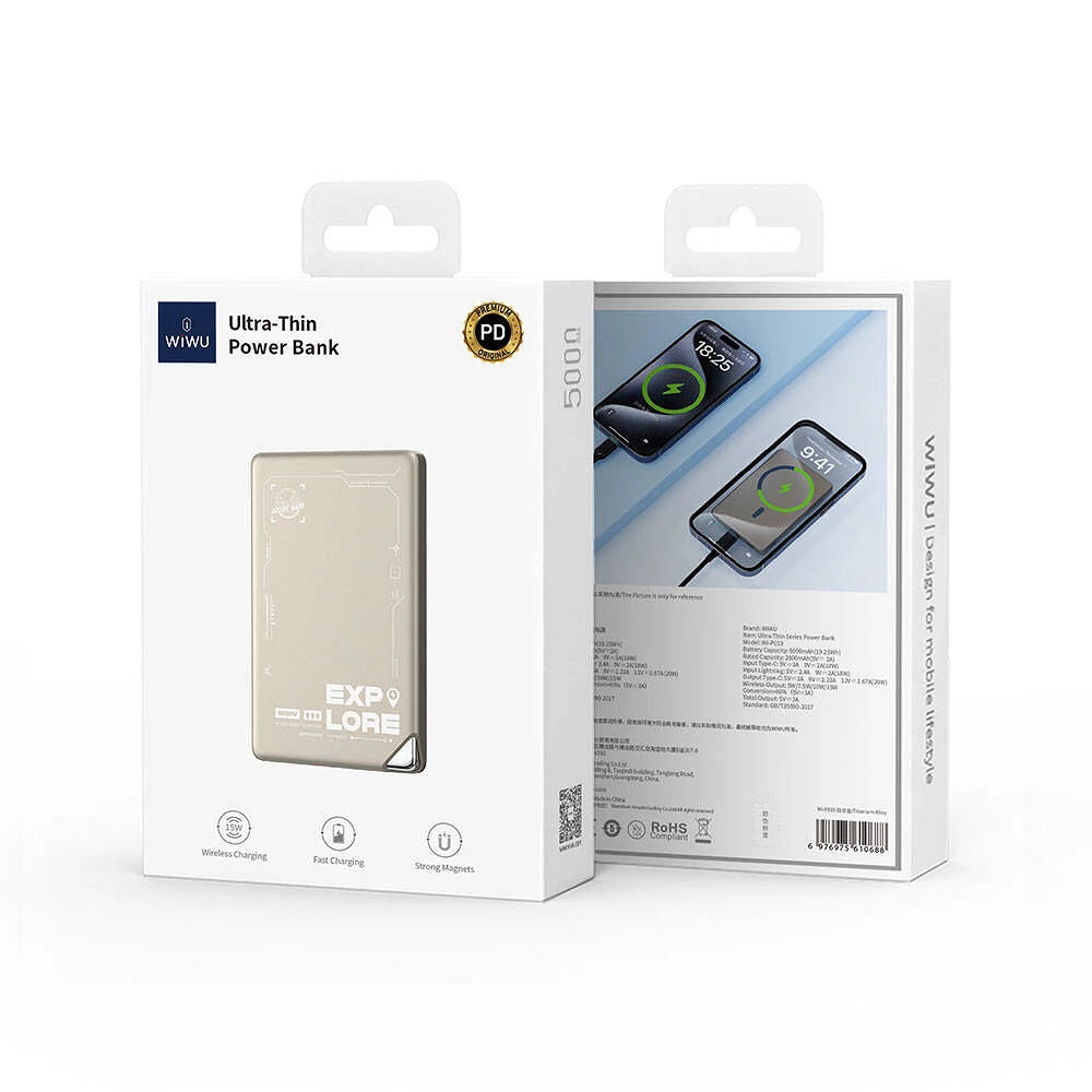 باور بانك ويوو Wi-P020 مغناطيسي فائق النحافة بسعة 10,000 مللي أمبير  | WiWU Wi-P020 MagSafe 10 000mAh Ultra-Thin Power Bank