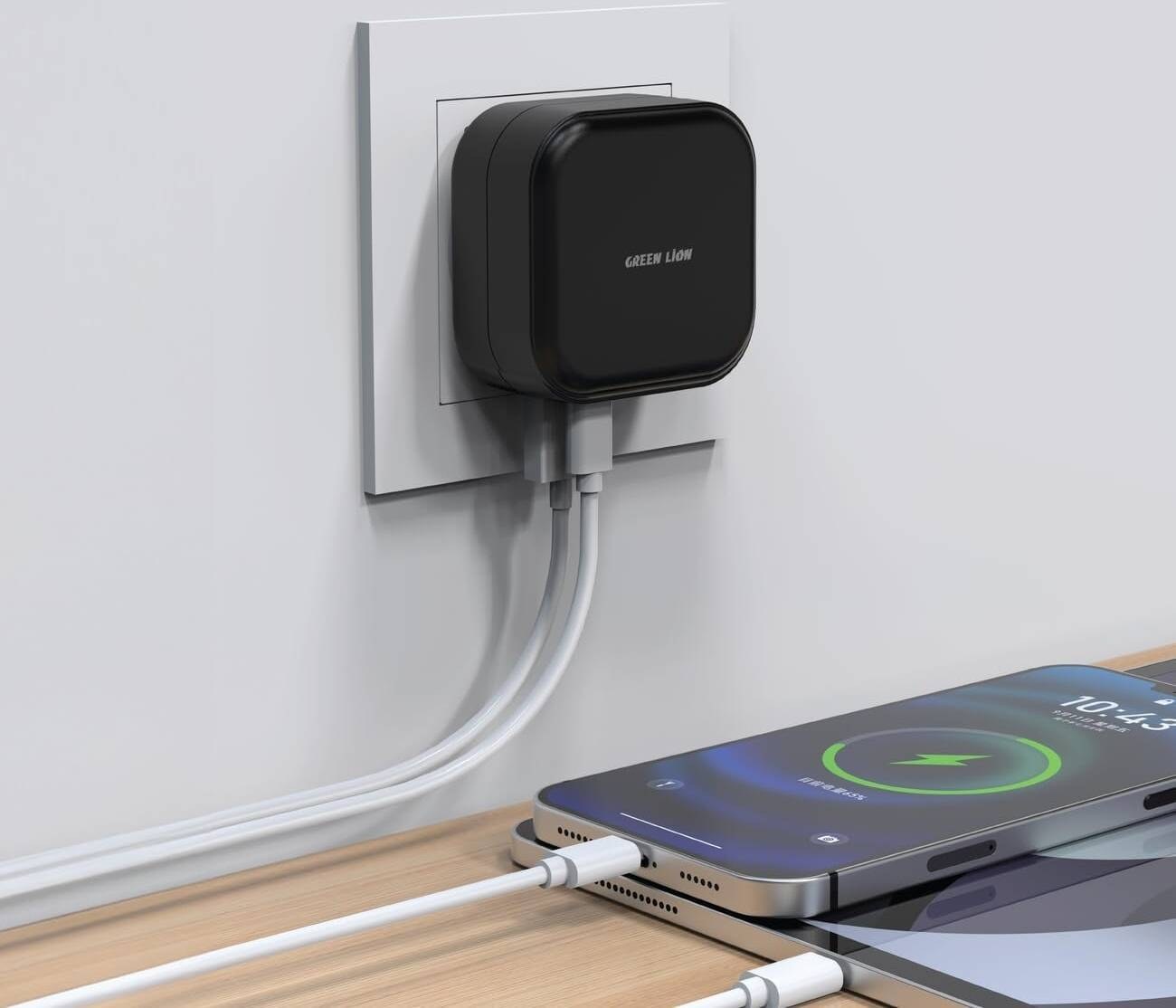 شاحن جرين لايون المزدوج للسيارة والمنزل بقدرة شحن 20 واط - اسود | Green Lion Duo Power Car & Wall Charger - Black